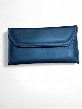 -Black leather wallet/check book with snap closure